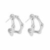 S925 Sterling Silver Geometric Irregular Double Layer Hollow Hoop Earrings