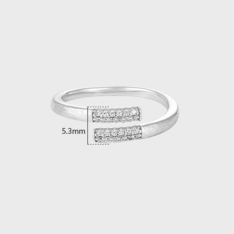 S925 Sterling Silver Geometric Lines Inlaid Zircon Open Ring