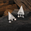 S925 Sterling Silver Geometric Star Freshwater Pearl Triangle Stud Earrings