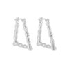 S925 Sterling Silver Geometric Triangle Bamboo Texture Design Hoop Earrings