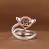 S925 Sterling Silver Gold Plated Agate Fox Ring