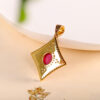 S925 Sterling Silver Gold Plated Enamel Red Corundum Necklace