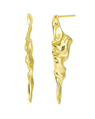 S925 Sterling Silver Irregular Long Smooth Wrinkle Design Earrings