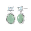 S925 Sterling Silver Irregular Oval Zircon Aventurine Stud Earrings