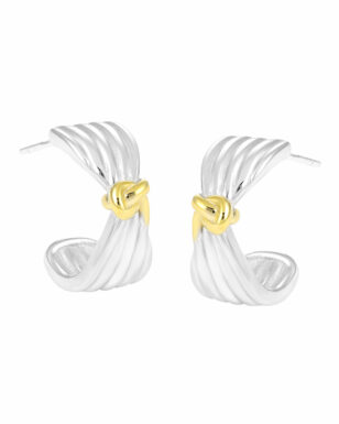 S925 Sterling Silver Irregular Texture Hoop Rope Knot Earrings