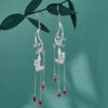 S925 Sterling Silver Long Tassel Zircon Earrings