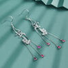 S925 Sterling Silver Long Tassel Zircon Earrings