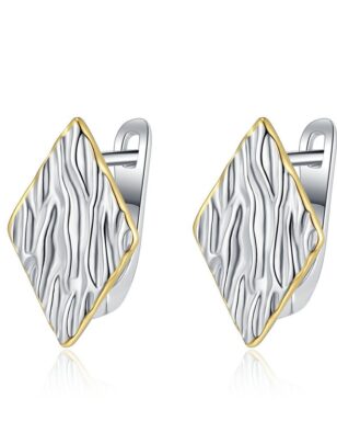 S925 Sterling Silver Simple Versatile Geometric Concave Convex Surface Stud Earrings