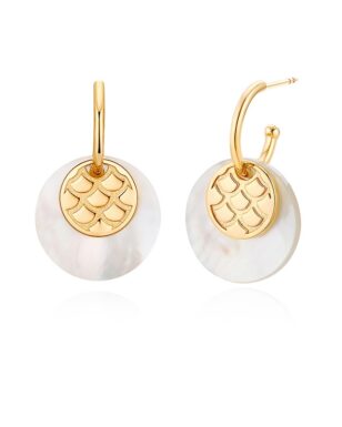 S925 Sterling Silver Versatile Round Fish Scale Shell Earrings