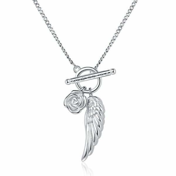 S925 Sterling Silver Wing Rose Necklace