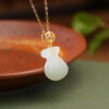 S925 Sterling Silver Gold-plated Hetian jade Blessing Bag Pendant