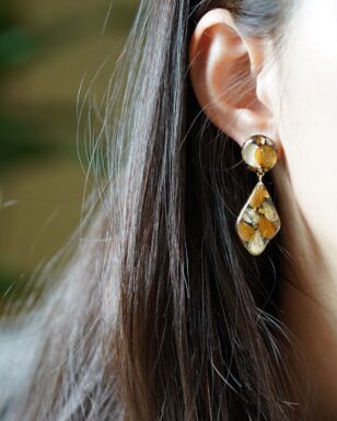 Handcrafted Original Design Plant Fallen Leaf Resin Earrings
