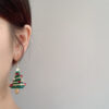 Handmade Green Crystal ChristmasTree Earrings