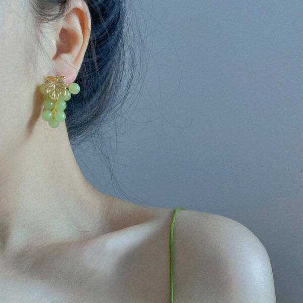Handmade Retro Jade Grape Earrings