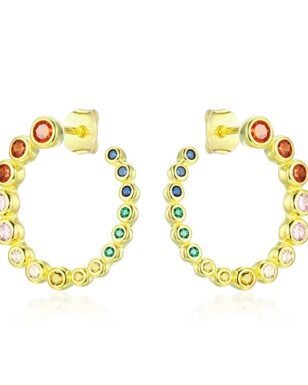 S925 Silver Fashion Colored Zircon Earrings