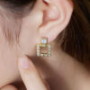 S925 Silver Simple Square Zirconia Earrings