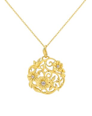 S925 Silver Vintage Hollow Round Flower Necklace
