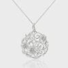 S925 Silver Vintage Hollow Round Flower Necklace