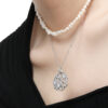 S925 Silver Vintage Hollow Round Flower Necklace