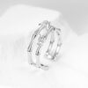 S925 Sterling Silver Double Layer Bamboo Open Ring