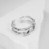 S925 Sterling Silver Double Layer Bamboo Open Ring