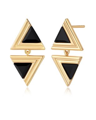 S925 Sterling Silver Double Triangular Agate Shell Earrings