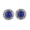 S925 Sterling Silver Fashionable Hollow Design Inlaid Lapis Lazuli Stud Earrings