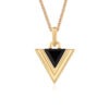 S925 Sterling Silver Geometric Triangular Black Agate Necklace