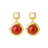 S925 Sterling Silver Gold Plated Agate White Bell Earrings