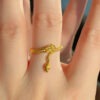 S925 Sterling Silver Gold Plated Dragon Open Ring