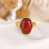 S925 Sterling Silver Gold-plated Blood Amber Cloisonne Hollow Retro Ring