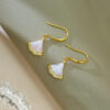 S925 Sterling Silver Gold-plated Gold Shell Pink Shell Leaf Earrings