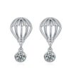 S925 Sterling Silver Hot Air Balloon Unique Design Zircon Stud Earrings