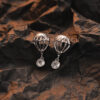 S925 Sterling Silver Hot Air Balloon Unique Design Zircon Stud Earrings
