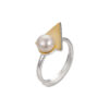 S925 Sterling Silver Inlaid Freshwater Pearl Personalized Triangle Open Ring