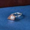 S925 Sterling Silver Inlaid Freshwater Pearl Personalized Triangle Open Ring