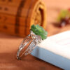 S925 Sterling Silver Inlaid Natural Hetian Jasper Open Ring