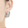 S925 Sterling Silver Light Luxury Hollow Inlaid Zircon Geometric Curved Woven Mesh Hoop Earrings