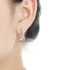 S925 Sterling Silver Light Luxury Inlaid Zirconia Triangle Hoop Earrings