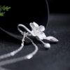 S925 Sterling Silver Niche Personality Design Campsis Grandiflora Necklace