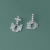 S925 Sterling Silver Niche Tetris Earrings