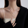 S925 Sterling Silver Original Niche Double-layer Natural Shell Love Necklace
