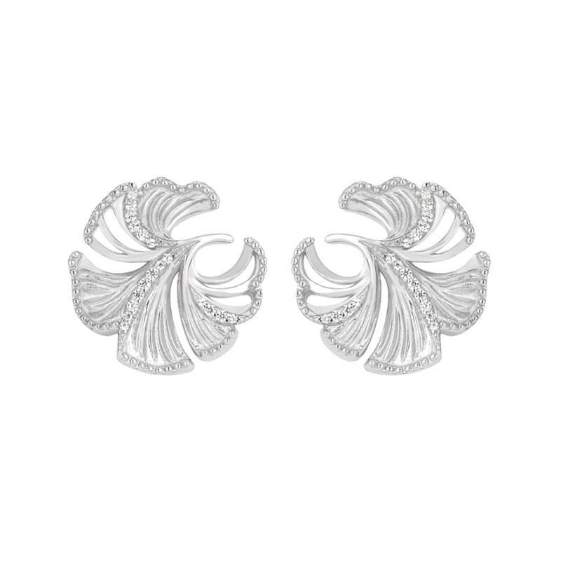 S925 Sterling Silver Personalized Simple Hollow Ginkgo Stud Earrings