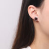 S925 Sterling Silver Retro Blood Amber Simple Stud Earrings