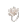 S925 Sterling Silver Three-Dimensional Flower Freshwater Pearl Open Ring
