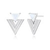 S925 Sterling Silver Triangle Black Agate Shell Earrings