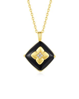 S925 Sterling Silver Zircon Black Agate Necklace