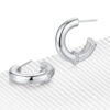 Versatile Zircon Platinum Plated C-Shape Earrings