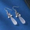 S925 Sterling Silver Retro Inlaid Long White Crystal Drop Earrings