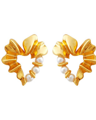 Original Design Pleated Heart Stud Earrings
